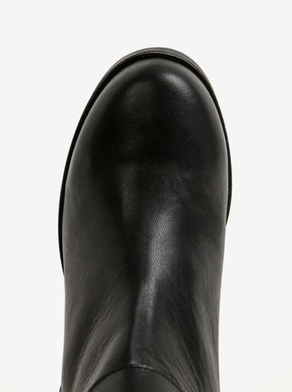 Čierne kožené členkové topánky na platforme OJJU