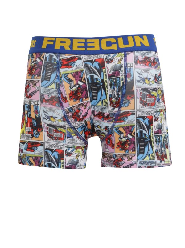 Modré pánske boxerky s potlačou Transformers Freegun