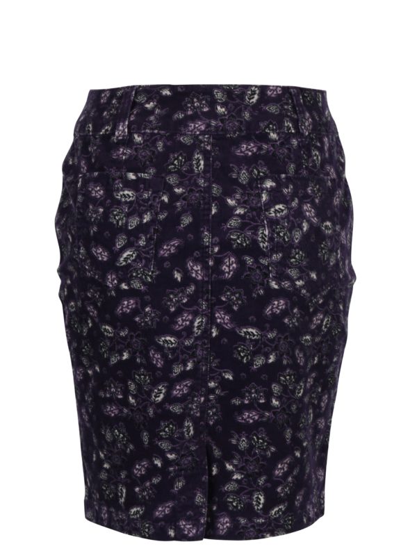 Fialová kvetovaná menčestrová sukňa M&Co