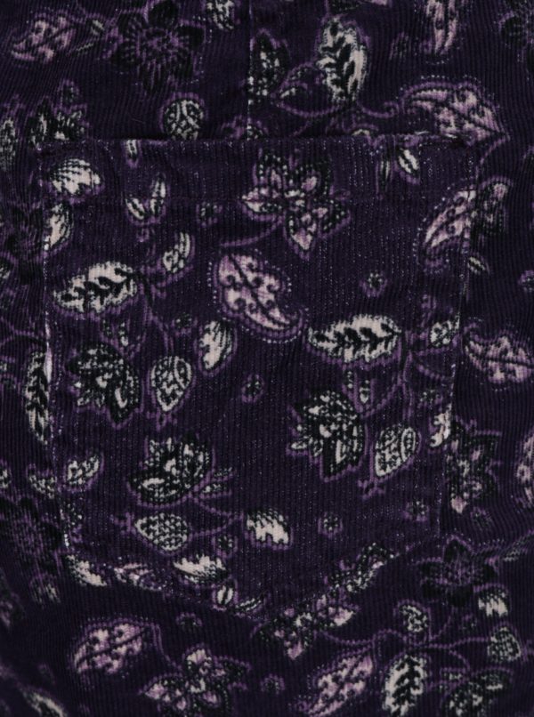 Fialová kvetovaná menčestrová sukňa M&Co