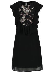 Čierne šaty s čipkovanými detailmi Little Mistress