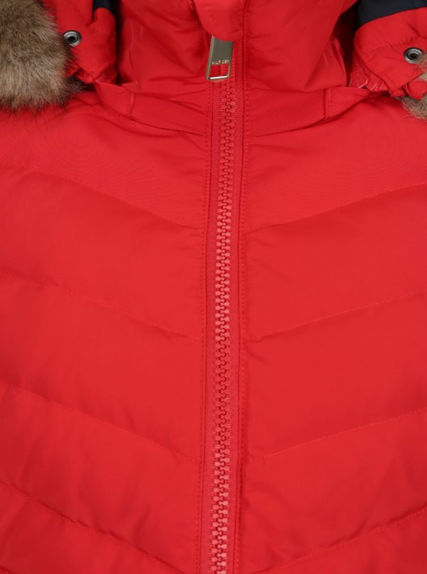 Červená dámska vodovzdorná páperová bunda Tommy Hilfiger Cress Down