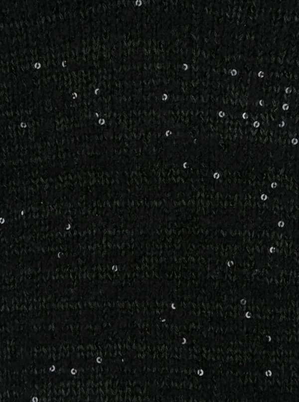 Čierny melírovaný sveter s flitrami a mašľou za krkom VILA Minty