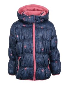 Tmavomodrá dievčenská zimná prešívaná bunda s kapucňou Blue Seven