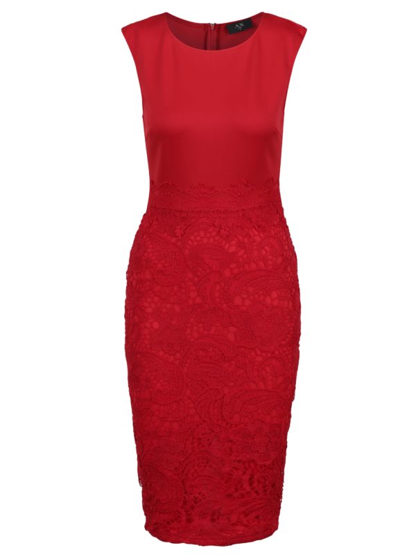 Červené puzdrové šaty s čipkou AX Paris