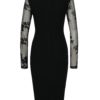 Čierne puzdrové šaty s prestrihom v dekolte a priesvitným rukávom AX Paris
