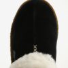 Čierne dámske semišové papuče s umelým kožúškom SOREL