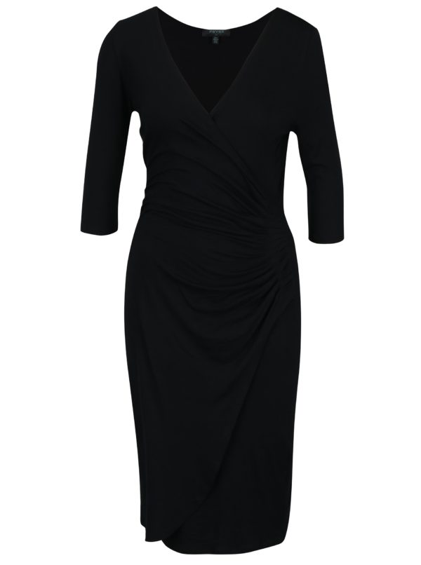 Čierne šaty s prekladaným výstrihom Fever London Alberta