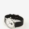 Unisex hodinky v striebornej farbe s čiernym koženým remienkom TRIWA Charles Falken