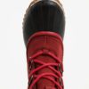 Červené dámske kožené vodovzdorné zimné topánky s umelým kožúškom SOREL