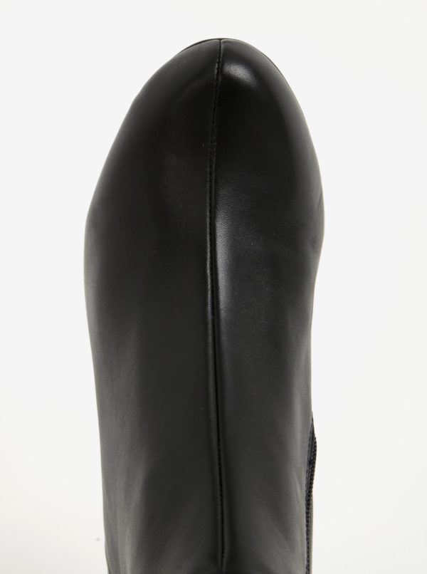 Čierne dámske kožené členkové topánky na podpätku Camper Nappa