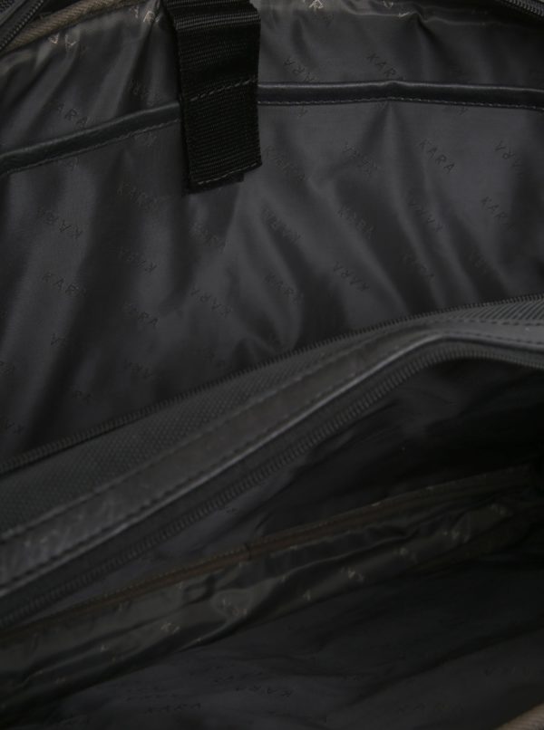 Čierna pánska taška na notebook s koženými detailmi KARA