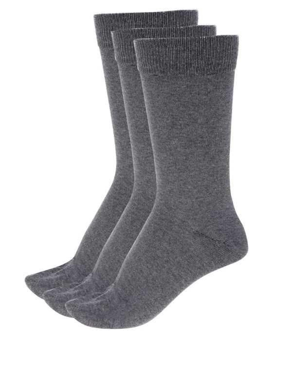 Súprava troch párov ponožiek v sivej farbe Selected Homme Cotton