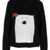 Čierny sveter s motívom medveďa Noisy May Snow bear