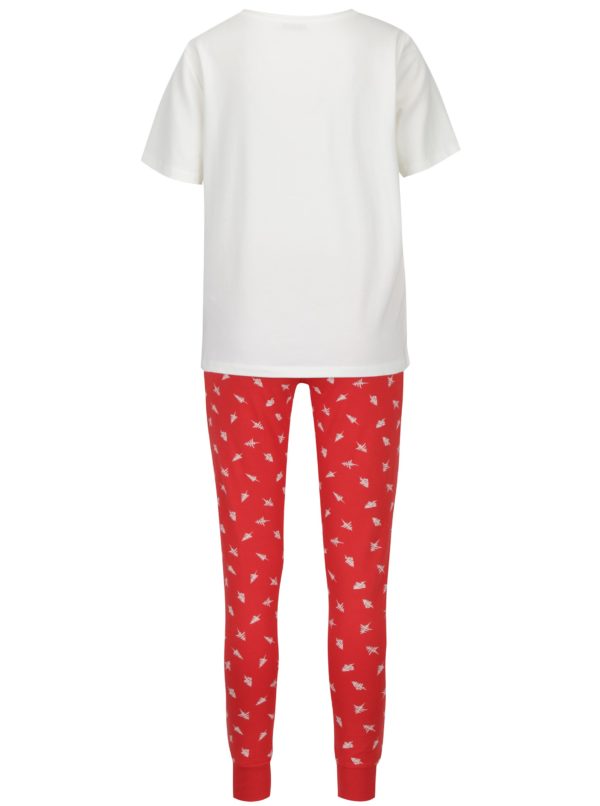 Krémovo-červené pyžamo s motívom Pieces Cailin