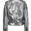Koženková metalická bunda v striebornej farbe ONLY Ann