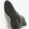 Čierne zimné kožené členkové topánky s prackou Tamaris