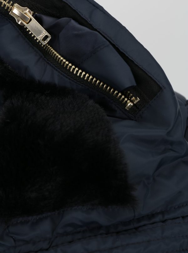 Tmavomodrá prešívaná bunda so skrytou kapucňou ONLY Brooke