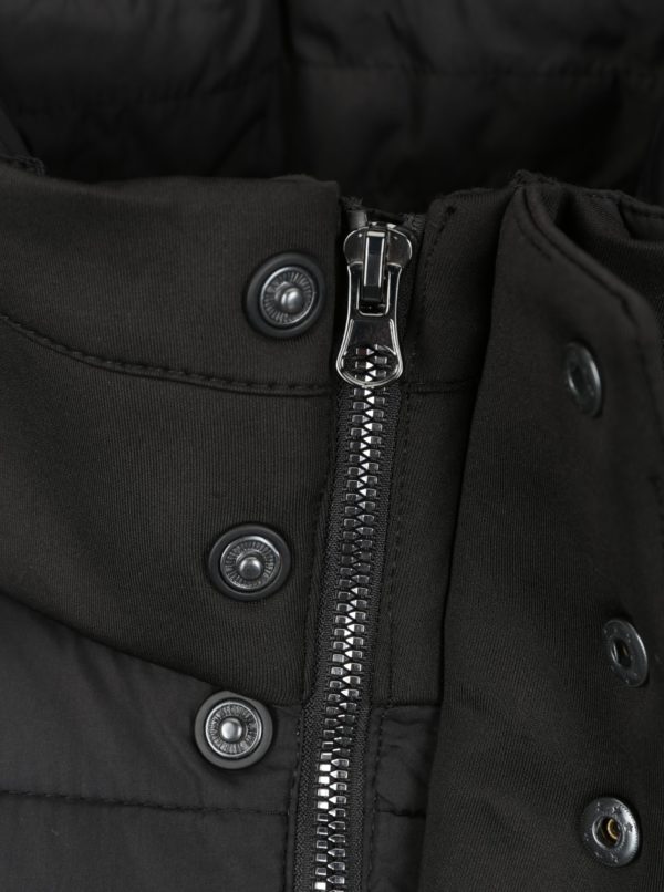 Čierna pánska prešívaná bunda s golierom s.Oliver