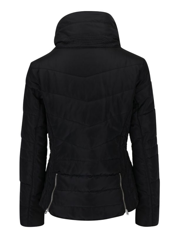 Čierna dámska prešívaná bunda s vysokým golierom QS by s.Oliver