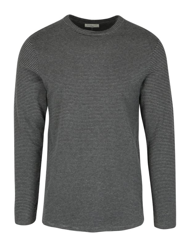 Sivé pruhované tričko s dlhým rukávom Selected Homme Ray