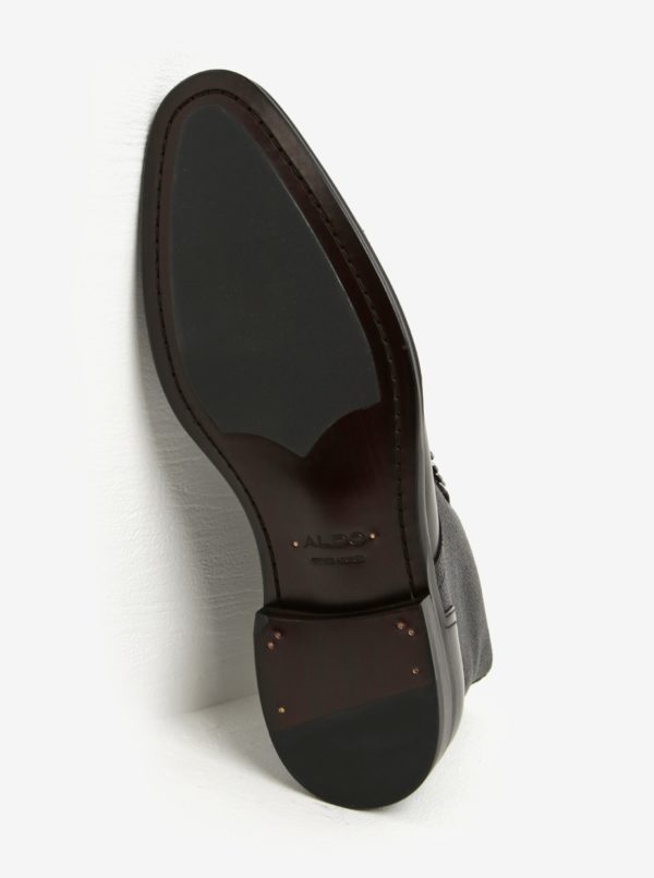 Čierne pánske kožené členkové topánky ALDO Semaj