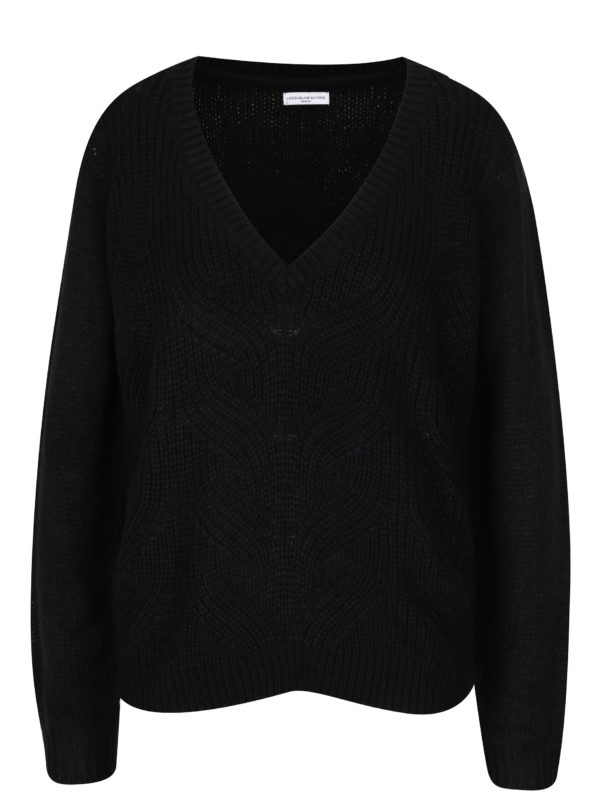 Čierny sveter s véčkovým výstrihom Jacqueline de Yong Drink