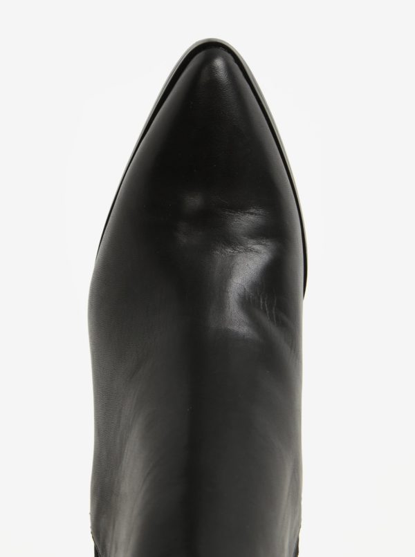 Čierne dámske kožené členkové topánky na podpätku ALDO Etiwiel