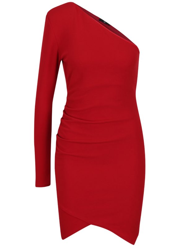 Červené asymetrické šaty MISSGUIDED