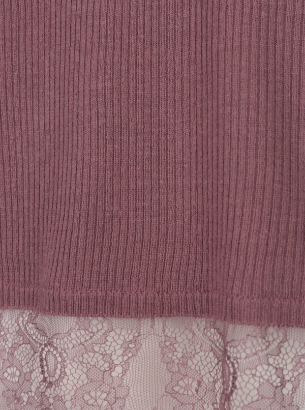 Fialový tenký sveter s čipkovým spodným lemom Jacqueline de Yong Victory