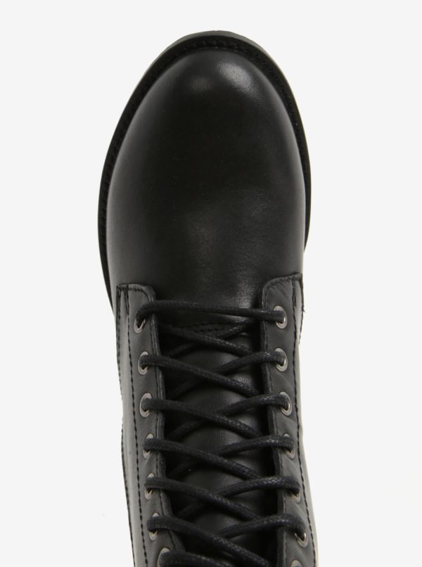 Čierne dámske kožené členkové topánky ALDO Keeler