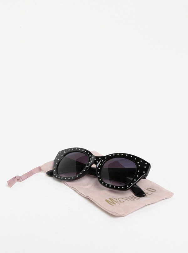Čierne slnečné okuliare s plastickými bodkami v striebornej farbe MISSGUIDED