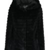 Čierna bunda s umelým kožúškom a kapucňou VILA Maya