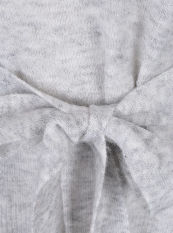 Sivý melírovaný sveter s mašľou a prímesou mohéru VILA Mirum
