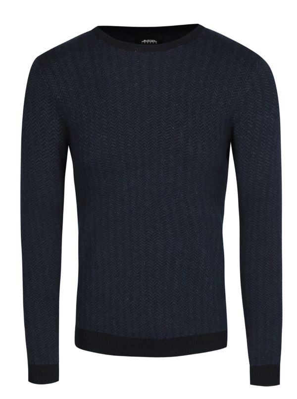 Modrý vzorovaný sveter Burton Menswear London