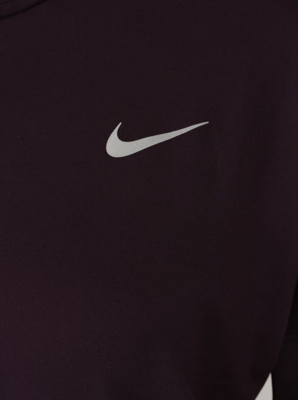 Tmavofialové dámske funkčné tričko s dlhým rukávom Nike Element Flash