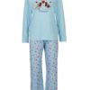 Svetlomodré dámske pyžamo s motívom vtákov M&Co
