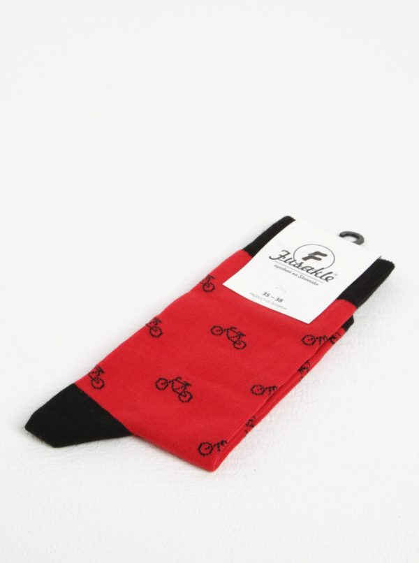 Červeno-čierne unisex ponožky s motívom bicyklov Fusakle Cyklista