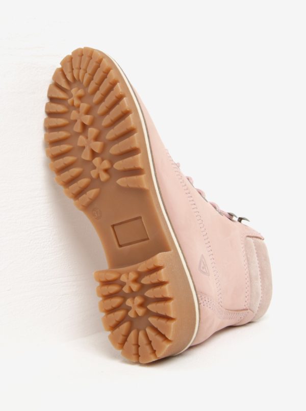 Svetloružové kožené členkové topánky Tamaris