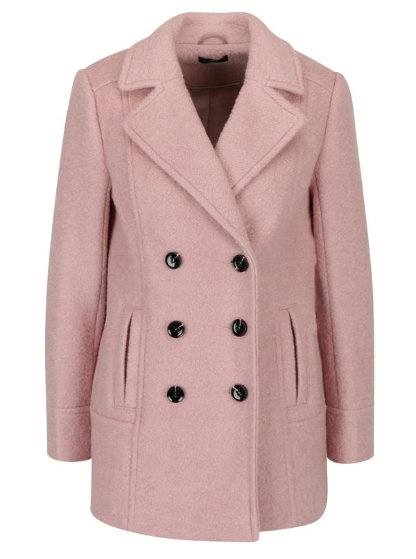 Svetloružový vlnený kabát M&Co