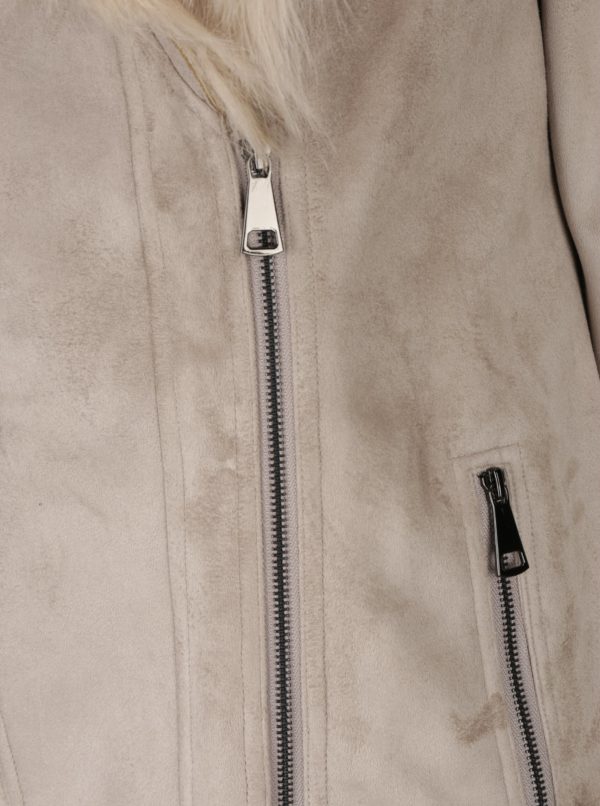 Sivý kabát s umelou kožušinou M&Co