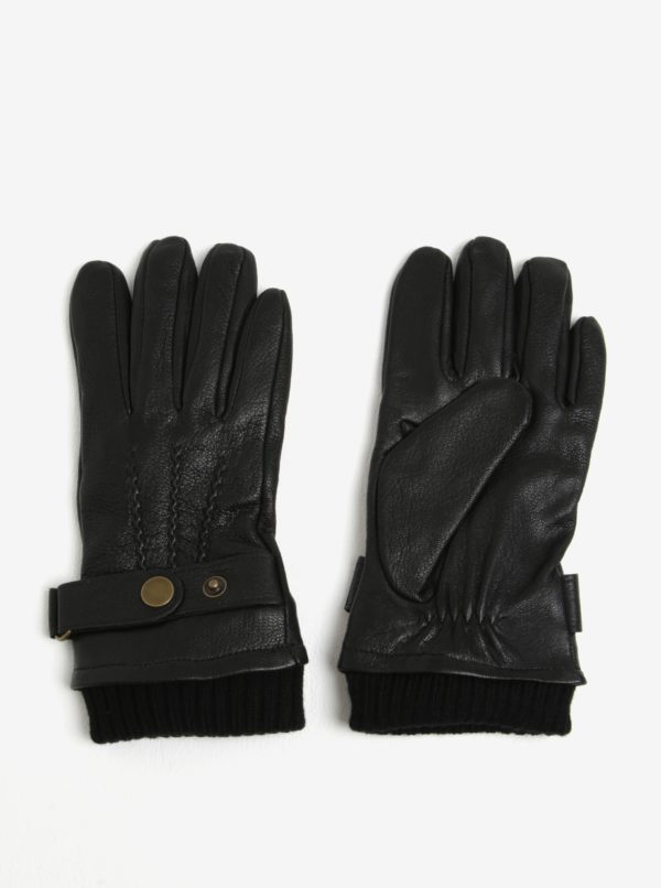 Čierne kožené rukavice Jack & Jones Vintage Victor
