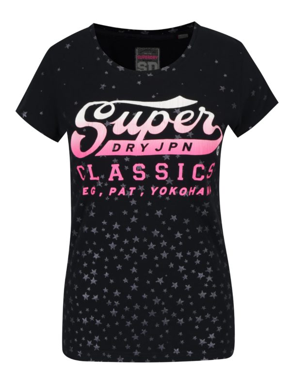 Tmavomodré dámske tričko s potlačou Superdry Classic