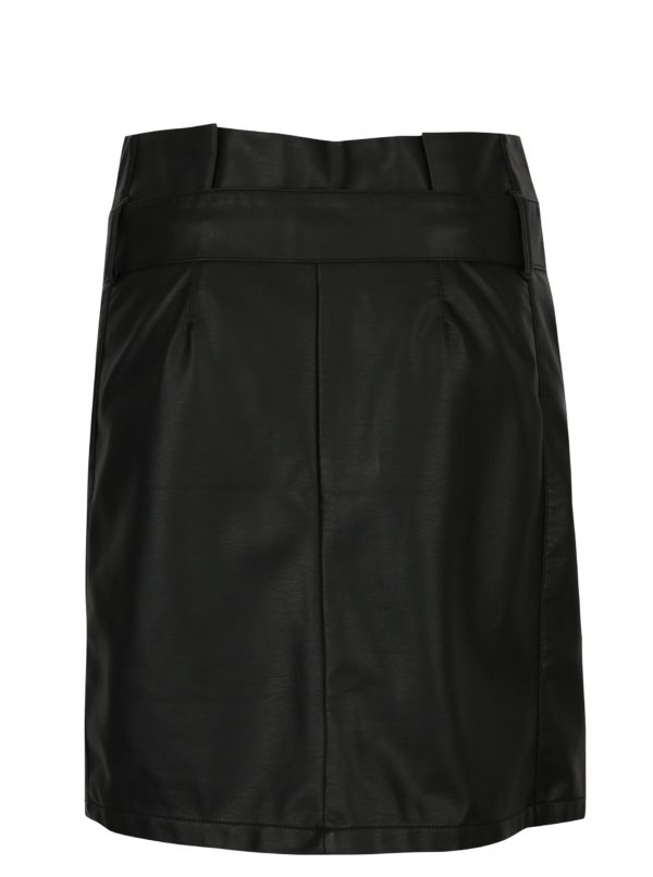 Čierna koženková sukňa so zipsom Garcia Jeans