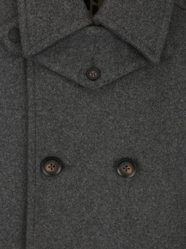 Sivý pánsky melírovaný vlnený kabát Garcia Jeans