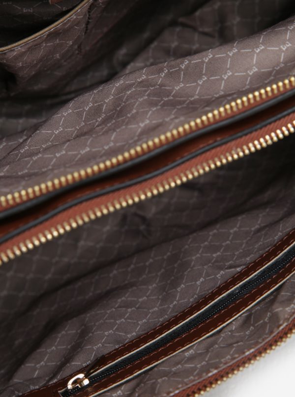 Hnedá kabelka so zipsmi v zlatej farbe Esoria Polines