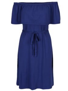Modré rovné šaty s odhalenými ramenami Dorothy Perkins