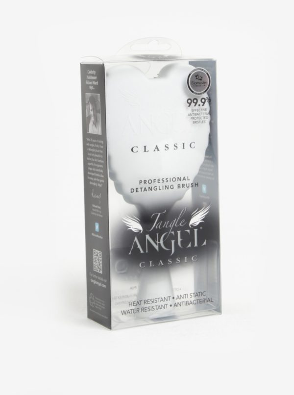Biely veľký hrebeň na vlasy v tvare anjelských krídel Tangle Angel Classic