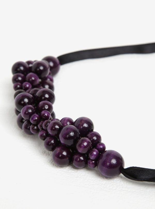 Čierno-fialový drevený náhrdelník KO-RA-LE Wav