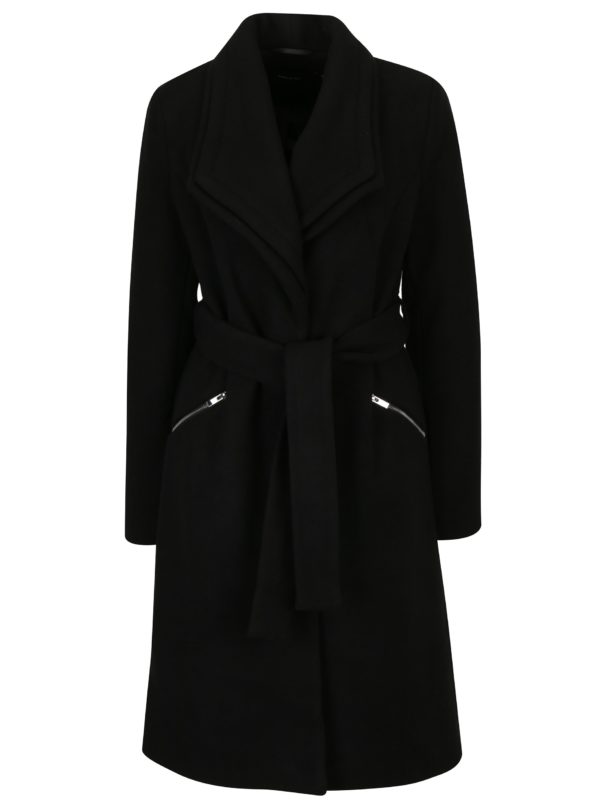 Čierny zimný kabát s prímesou vlny VERO MODA Pisa